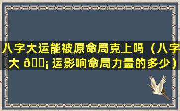 八字大运能被原命局克上吗（八字大 🐡 运影响命局力量的多少）